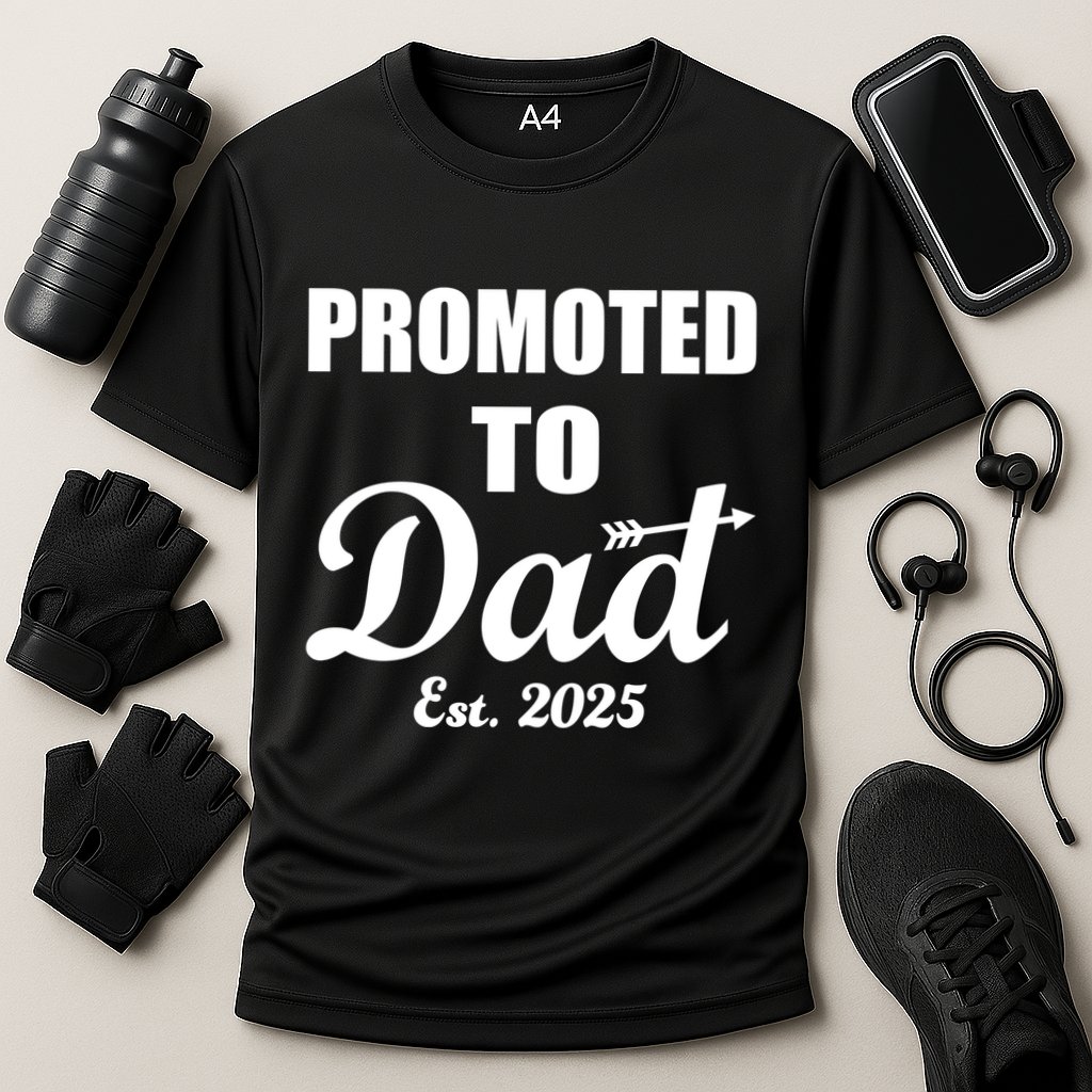 Promoted To Dad Est 2025 New Dad Performance Shirt