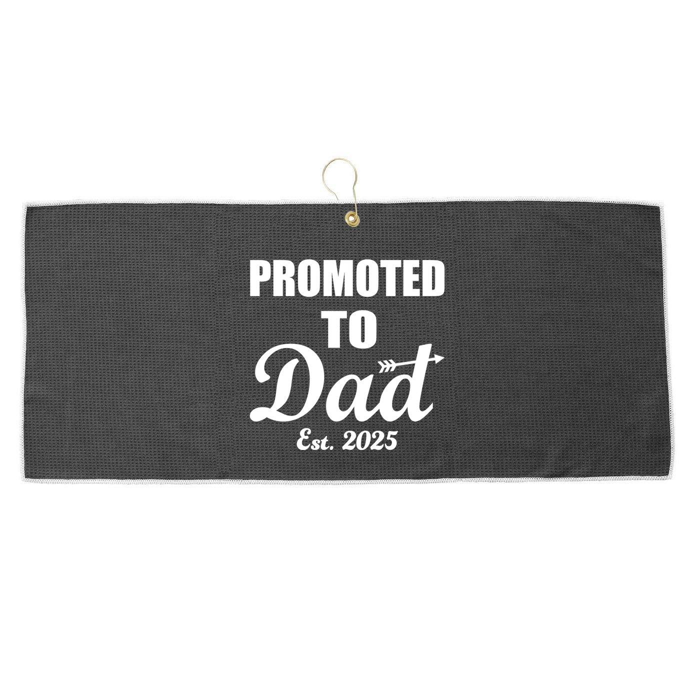 Promoted To Dad Est 2025 New Dad Large Microfiber Waffle Golf Towel