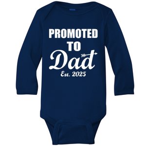 Promoted To Dad Est 2025 New Dad Baby Long Sleeve Bodysuit