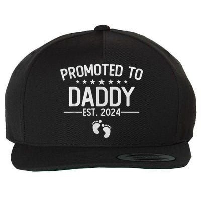 Promoted To Daddy 2024 Funny Humor New Dad Baby First Time Fathers Day Wool Snapback Cap