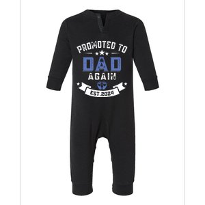 Promoted To Dad Again 2024 New Dad Fathers Day Infant Fleece One Piece