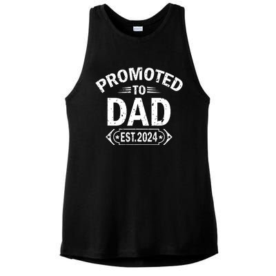 Promoted To Dad Est 2024 Soon To Be Dad Ladies PosiCharge Tri-Blend Wicking Tank