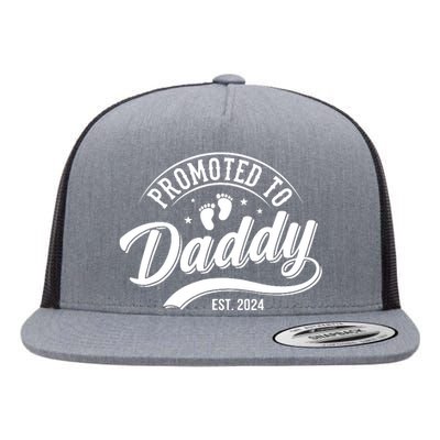 Promoted To Dad Est 2024 Soon To Be Dad Flat Bill Trucker Hat