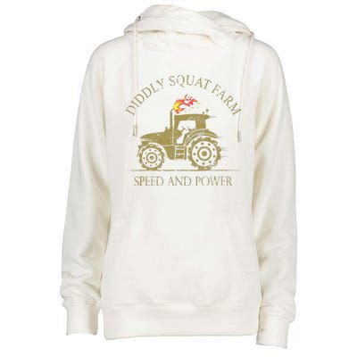 Perfect Tractor Design Diddly Squat Farm Speed And Power Womens Funnel Neck Pullover Hood