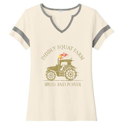 Perfect Tractor Design Diddly Squat Farm Speed And Power Ladies Halftime Notch Neck Tee