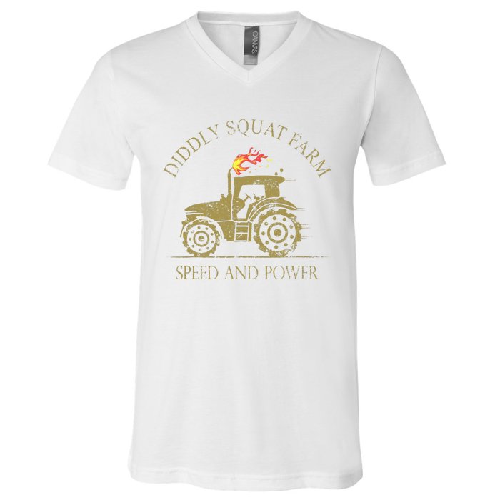 Perfect Tractor Design Diddly Squat Farm Speed And Power V-Neck T-Shirt