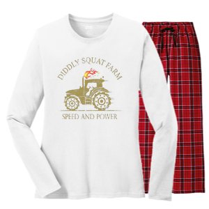 Perfect Tractor Design Diddly Squat Farm Speed And Power Women's Long Sleeve Flannel Pajama Set 