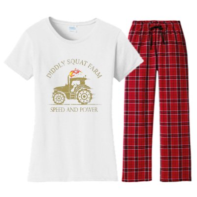 Perfect Tractor Design Diddly Squat Farm Speed And Power Women's Flannel Pajama Set