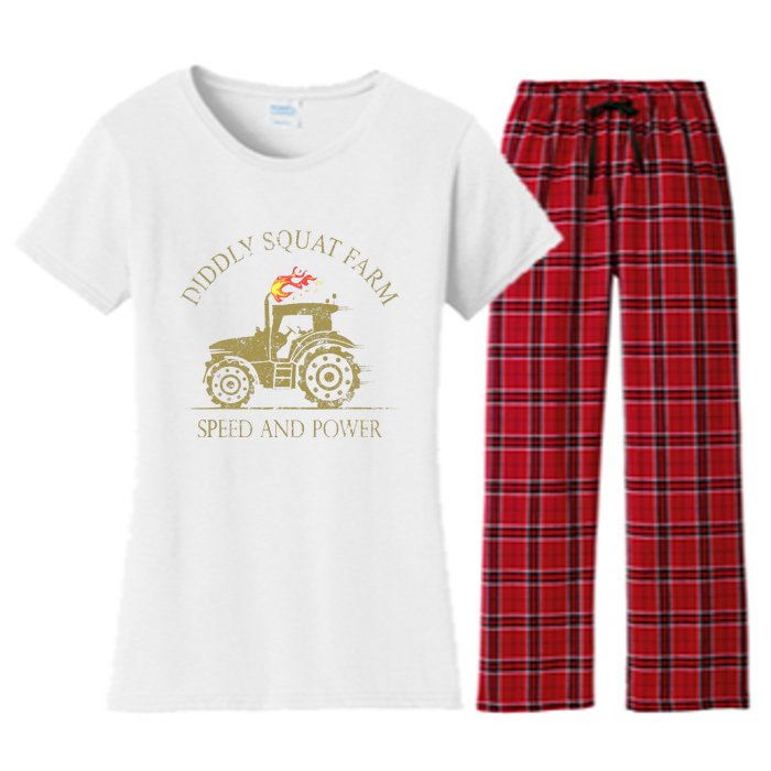 Perfect Tractor Design Diddly Squat Farm Speed And Power Women's Flannel Pajama Set