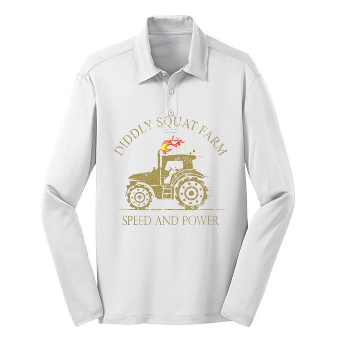 Perfect Tractor Design Diddly Squat Farm Speed And Power Silk Touch Performance Long Sleeve Polo