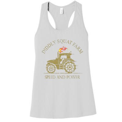 Perfect Tractor Design Diddly Squat Farm Speed And Power Women's Racerback Tank