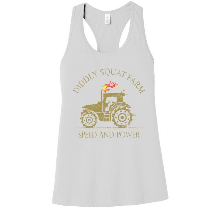 Perfect Tractor Design Diddly Squat Farm Speed And Power Women's Racerback Tank