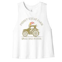 Perfect Tractor Design Diddly Squat Farm Speed And Power Women's Racerback Cropped Tank