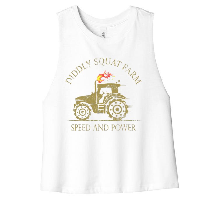 Perfect Tractor Design Diddly Squat Farm Speed And Power Women's Racerback Cropped Tank