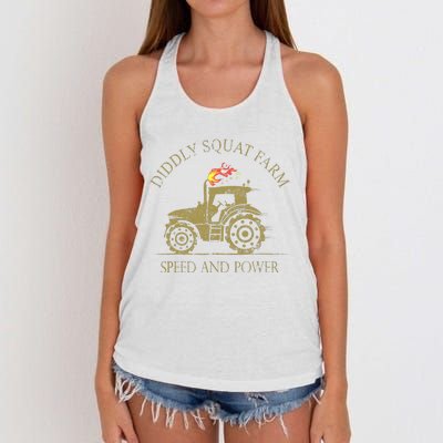 Perfect Tractor Design Diddly Squat Farm Speed And Power Women's Knotted Racerback Tank