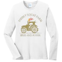 Perfect Tractor Design Diddly Squat Farm Speed And Power Ladies Long Sleeve Shirt