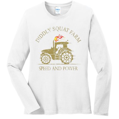 Perfect Tractor Design Diddly Squat Farm Speed And Power Ladies Long Sleeve Shirt