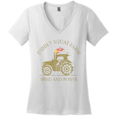 Perfect Tractor Design Diddly Squat Farm Speed And Power Women's V-Neck T-Shirt