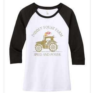 Perfect Tractor Design Diddly Squat Farm Speed And Power Women's Tri-Blend 3/4-Sleeve Raglan Shirt