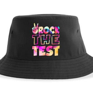 Peace Tie Dye Rock The Test Happy Testing Day Teacher Lover Sustainable Bucket Hat