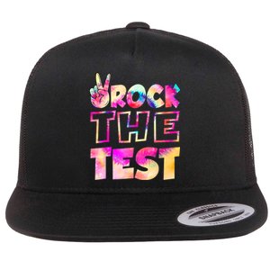 Peace Tie Dye Rock The Test Happy Testing Day Teacher Lover Flat Bill Trucker Hat