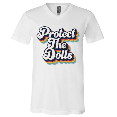 Protect The Dolls Women Solidarity Retro Distressed V-Neck T-Shirt