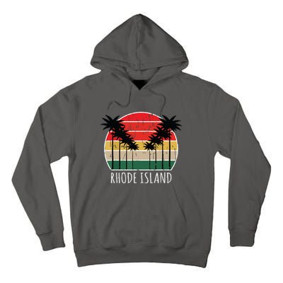 Palm Tree Distressed Rhode Island Beach Sunset Design Tall Hoodie