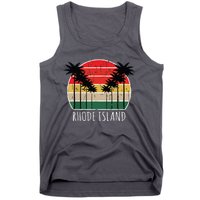 Palm Tree Distressed Rhode Island Beach Sunset Design Tank Top