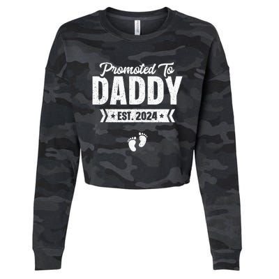 Promoted To Daddy Est. 2024 Baby Gift For New Daddy Cropped Pullover Crew