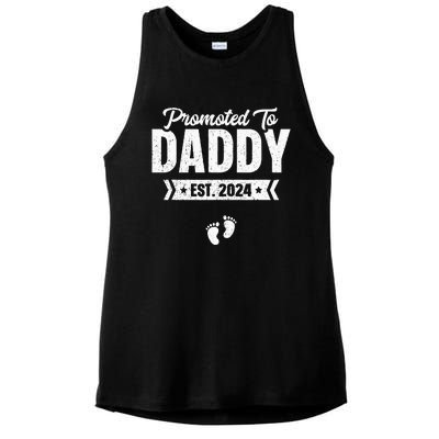 Promoted To Daddy Est. 2024 Baby Gift For New Daddy Ladies PosiCharge Tri-Blend Wicking Tank