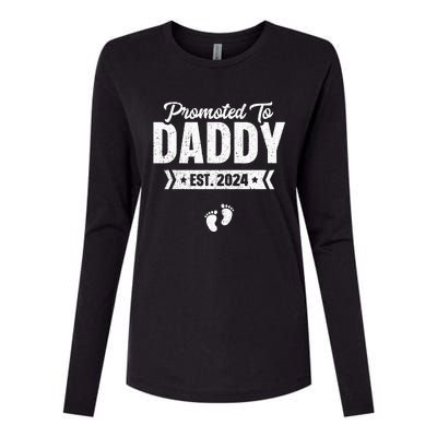 Promoted To Daddy Est. 2024 Baby Gift For New Daddy Womens Cotton Relaxed Long Sleeve T-Shirt