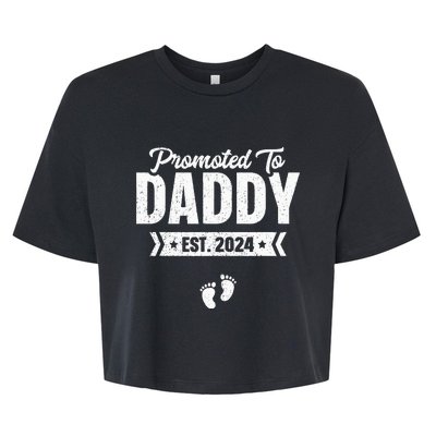 Promoted To Daddy Est. 2024 Baby Gift For New Daddy Bella+Canvas Jersey Crop Tee