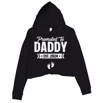 Promoted To Daddy Est. 2024 Baby Gift For New Daddy Crop Fleece Hoodie