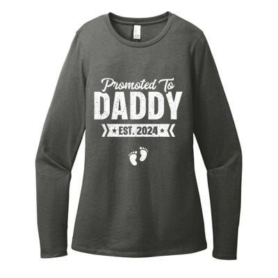 Promoted To Daddy Est. 2024 Baby Gift For New Daddy Womens CVC Long Sleeve Shirt