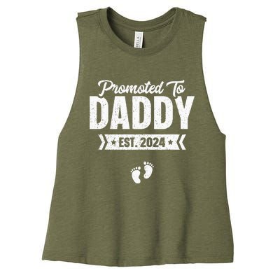 Promoted To Daddy Est. 2024 Baby Gift For New Daddy Women's Racerback Cropped Tank