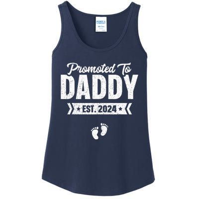 Promoted To Daddy Est. 2024 Baby Gift For New Daddy Ladies Essential Tank