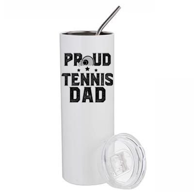 Proud Tennis Dad Of A Tennis Player Dad Tennis Father Gift Stainless Steel Tumbler