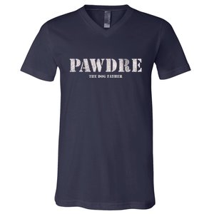 Pawdre The Dog Father Dog Dad Fathers Day Paw Fur Dog Dad V-Neck T-Shirt