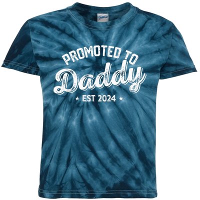 Promoted To Daddy Est. 2024 New Dad New Birth Fathers Day Kids Tie-Dye T-Shirt