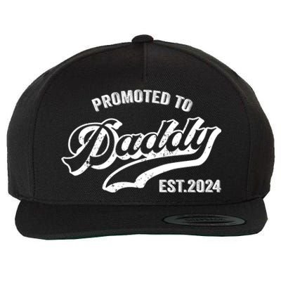 Promoted To Daddy 2024 Funny Humor New Dad Baby First Time Fathers Day Wool Snapback Cap