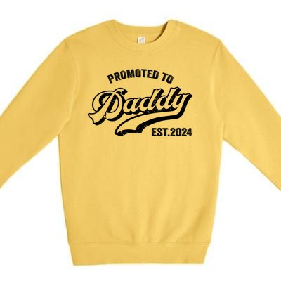 Promoted To Daddy 2024 Funny Humor New Dad Baby First Time Fathers Day Premium Crewneck Sweatshirt