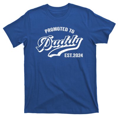 Promoted To Daddy 2024 Funny Humor New Dad Baby First Time Fathers Day T-Shirt