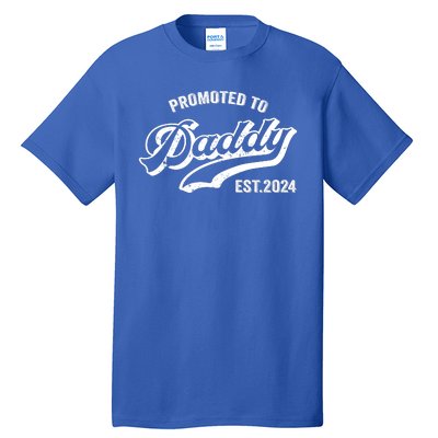 Promoted To Daddy 2024 Funny Humor New Dad Baby First Time Fathers Day Tall T-Shirt