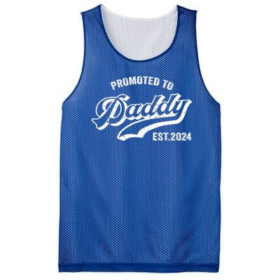 Promoted To Daddy 2024 Funny Humor New Dad Baby First Time Fathers Day Mesh Reversible Basketball Jersey Tank