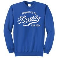 Promoted To Daddy 2024 Funny Humor New Dad Baby First Time Fathers Day Tall Sweatshirt