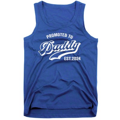 Promoted To Daddy 2024 Funny Humor New Dad Baby First Time Fathers Day Tank Top