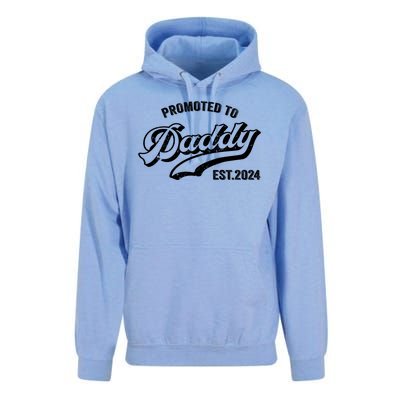 Promoted To Daddy 2024 Funny Humor New Dad Baby First Time Fathers Day Unisex Surf Hoodie