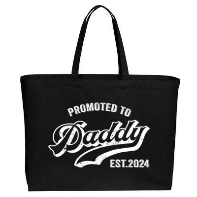 Promoted To Daddy 2024 Funny Humor New Dad Baby First Time Fathers Day Cotton Canvas Jumbo Tote