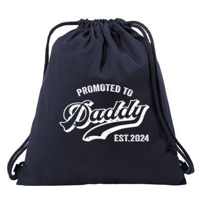 Promoted To Daddy 2024 Funny Humor New Dad Baby First Time Fathers Day Drawstring Bag