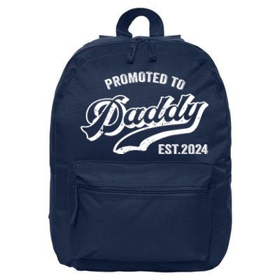 Promoted To Daddy 2024 Funny Humor New Dad Baby First Time Fathers Day 16 in Basic Backpack